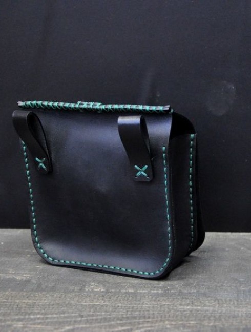 Black leather belt bag