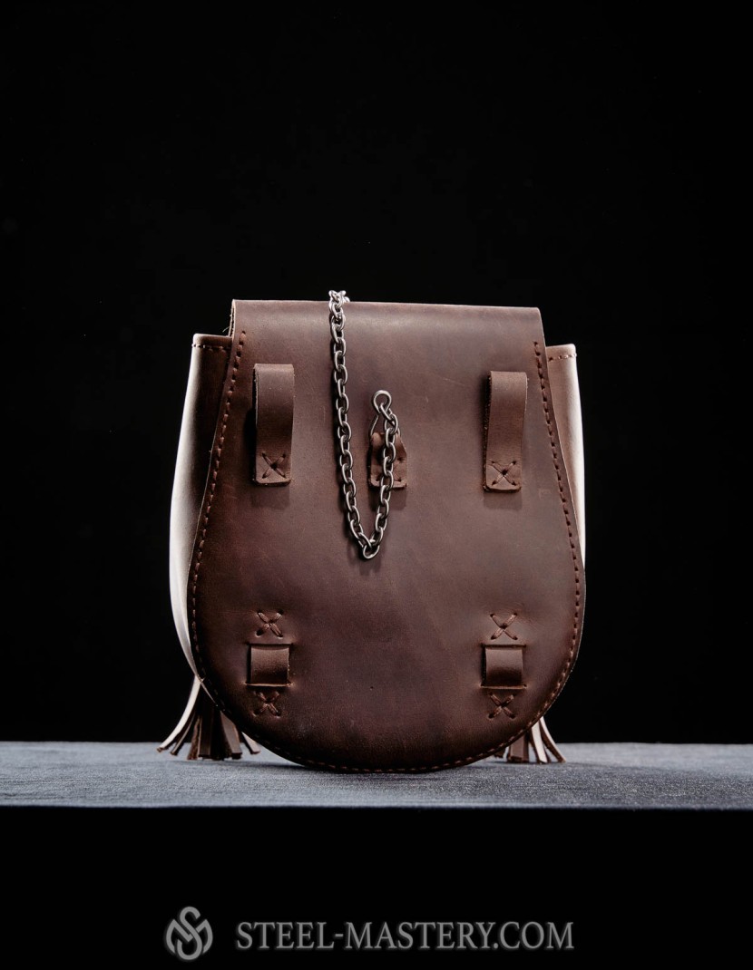 Leather bag with metal nail clasp photo made by Steel-mastery.com