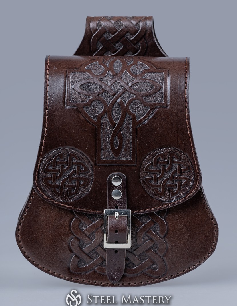 Embossed Celtic Leather Belt Pouch photo made by Steel-mastery.com