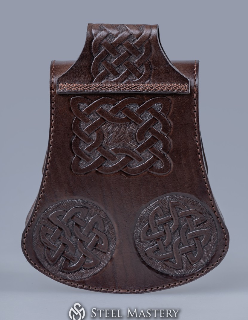 Embossed Celtic Leather Belt Pouch photo made by Steel-mastery.com