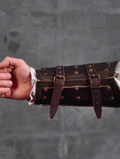 Leather bracers from armor costume in style of Bëor the Old