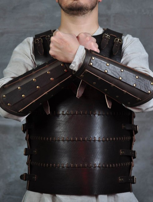 Leather bracers from armor costume in style of Bëor the Old