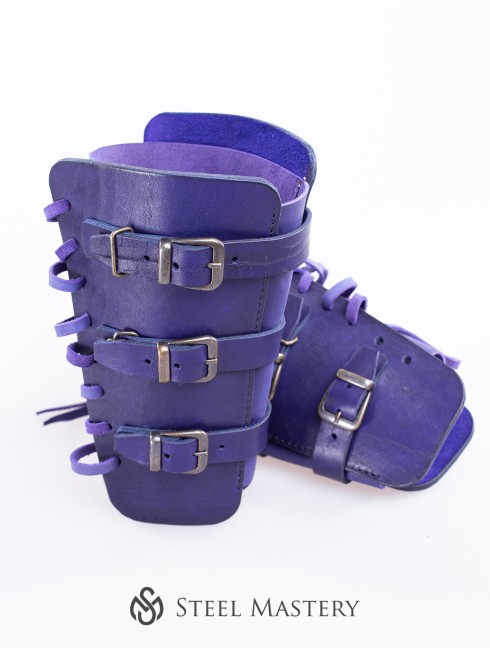 Purple leather bracers for LARP and fantasy events