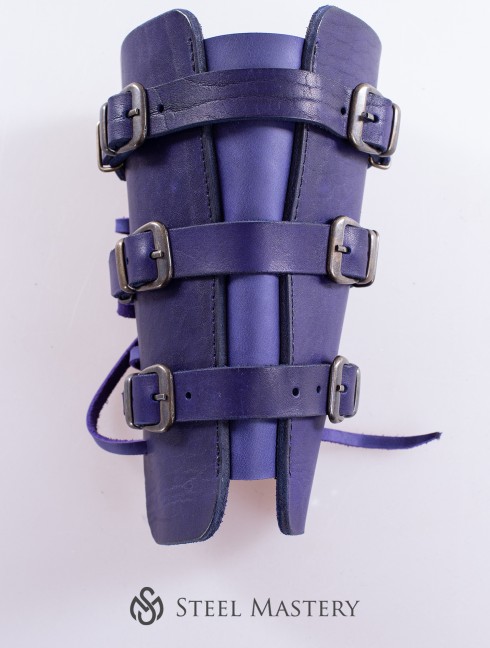 Purple leather bracers for LARP and fantasy events