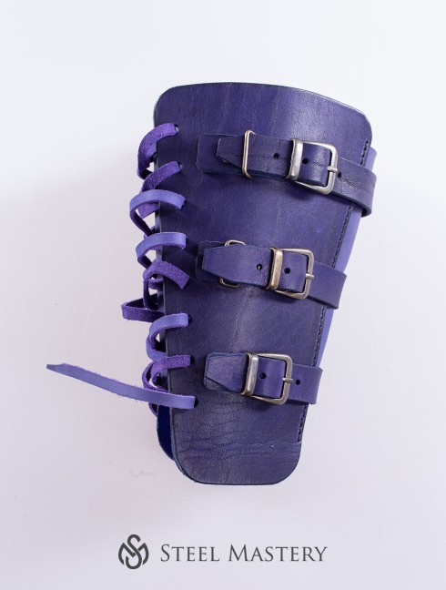 Purple leather bracers for LARP and fantasy events