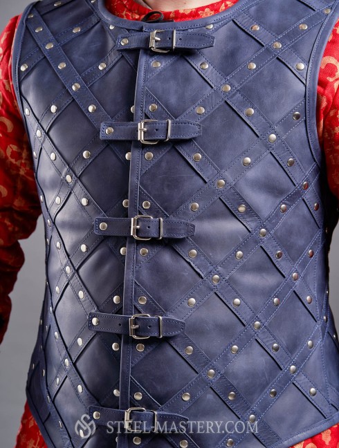 Leather vest with diamond pattern
