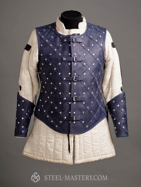 Leather vest with diamond pattern