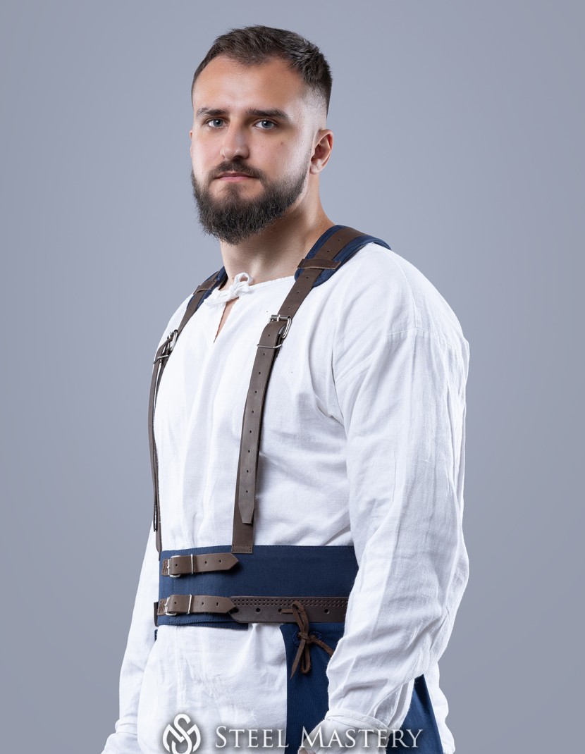 Belt for chausses with leather suspenders photo made by Steel-mastery.com