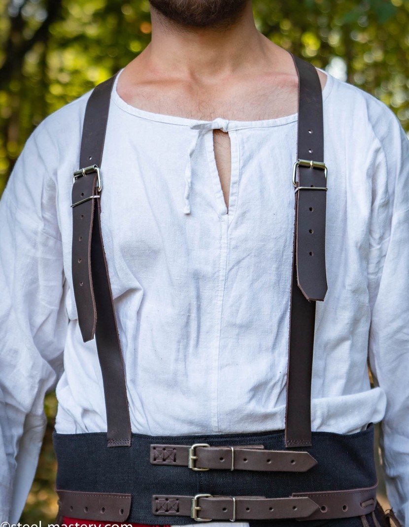 Belt for chausses with leather suspenders photo made by Steel-mastery.com