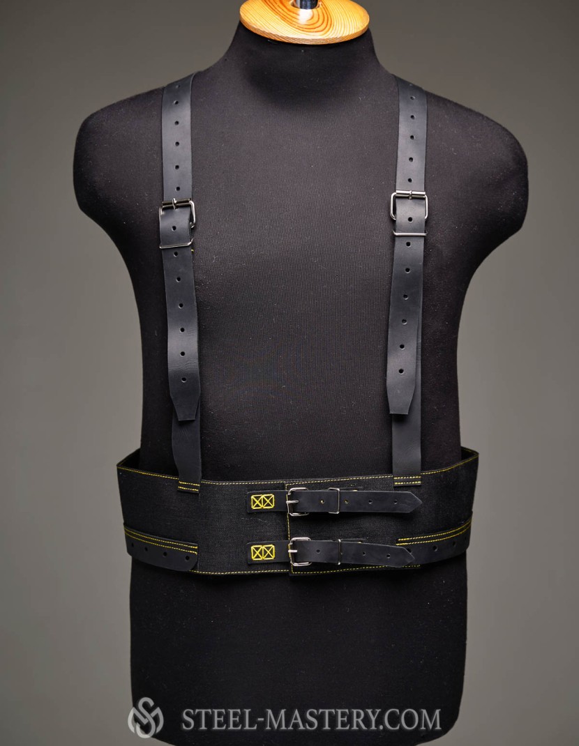 Belt for chausses with leather suspenders photo made by Steel-mastery.com