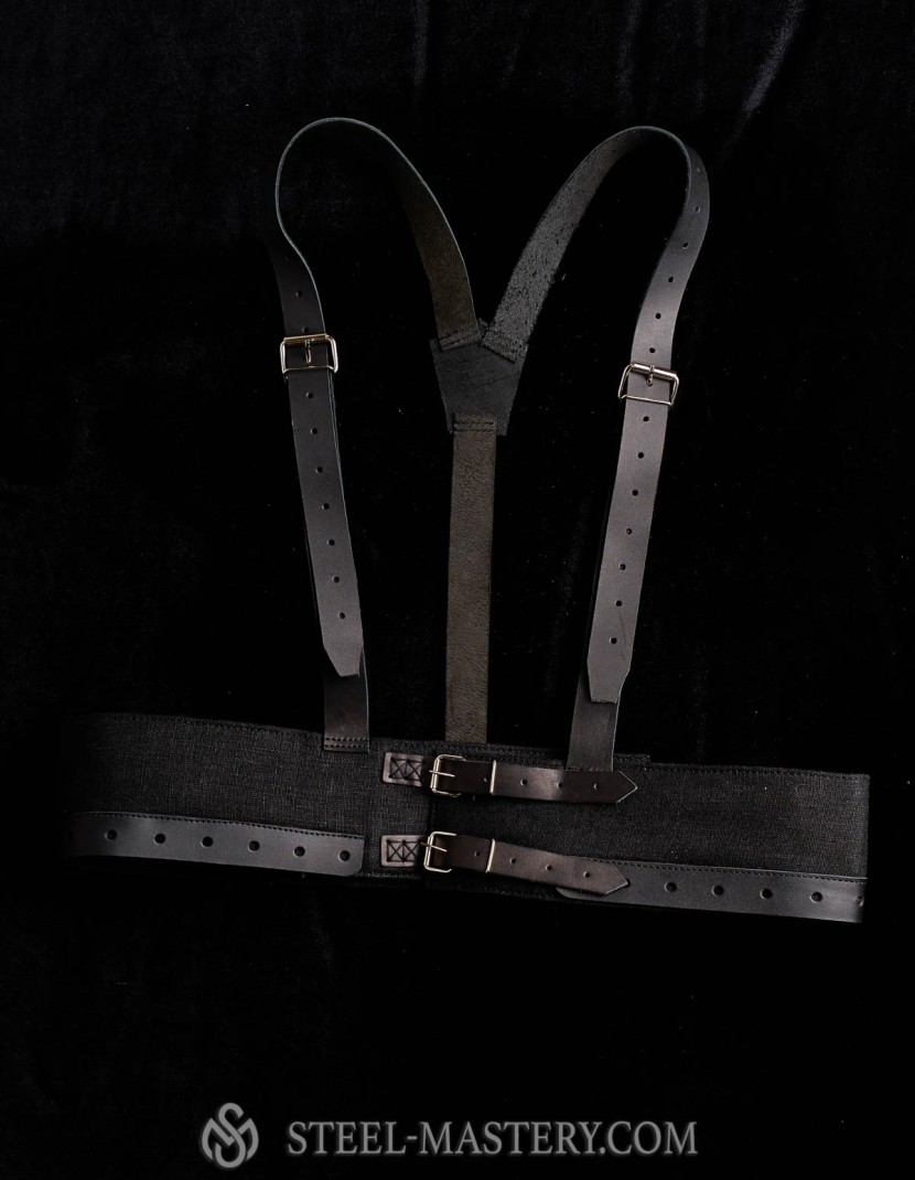 Belt for chausses with leather suspenders photo made by Steel-mastery.com
