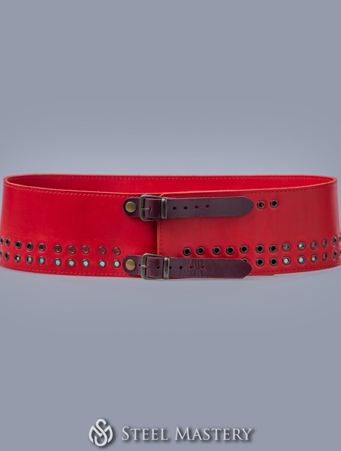  Leather belt with metal eyelets