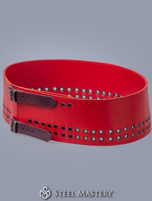  Leather belt with metal eyelets