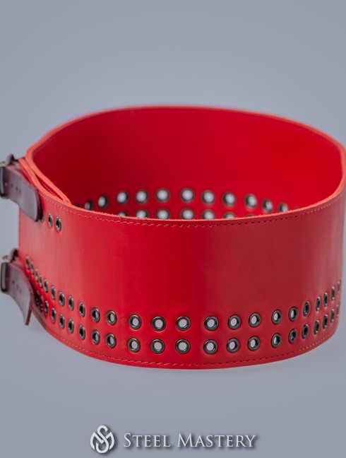  Leather belt with metal eyelets