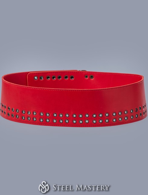  Leather belt with metal eyelets