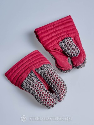 Padded gauntlets with chain mail protection