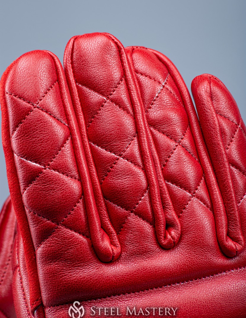 "Midnight" red leather gloves photo made by Steel-mastery.com