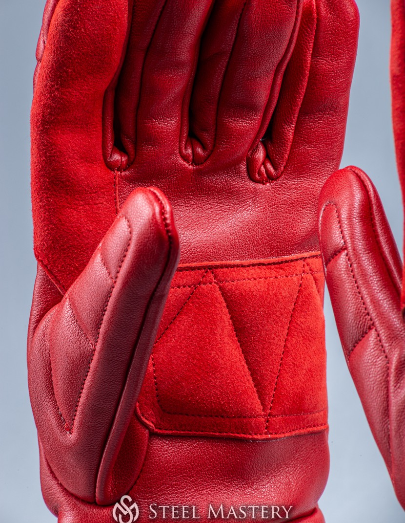 "Midnight" red leather gloves photo made by Steel-mastery.com