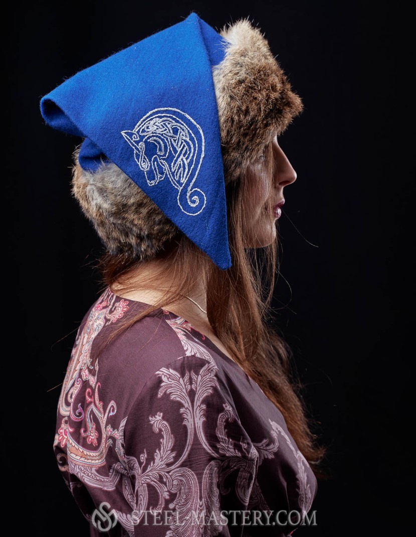 Viking hat with embroidery photo made by Steel-mastery.com