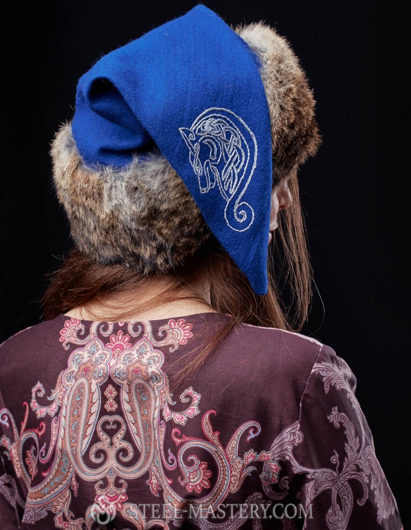 Viking hat with embroidery photo made by Steel-mastery.com