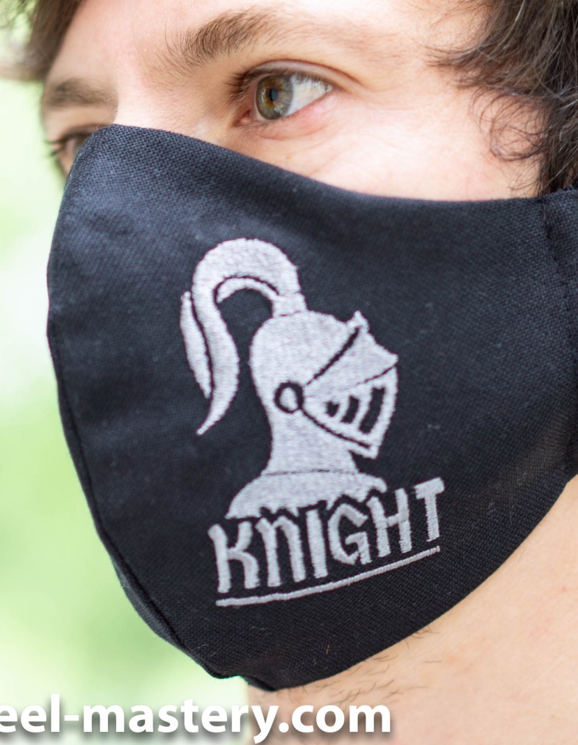 Decorative face mask with embroidery "Knight" photo made by Steel-mastery.com