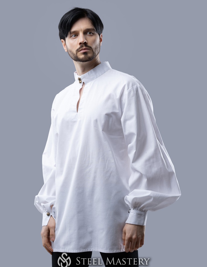 Linen shirt with bishop sleeves photo made by Steel-mastery.com