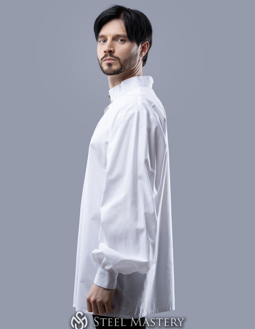 Linen shirt with bishop sleeves photo made by Steel-mastery.com