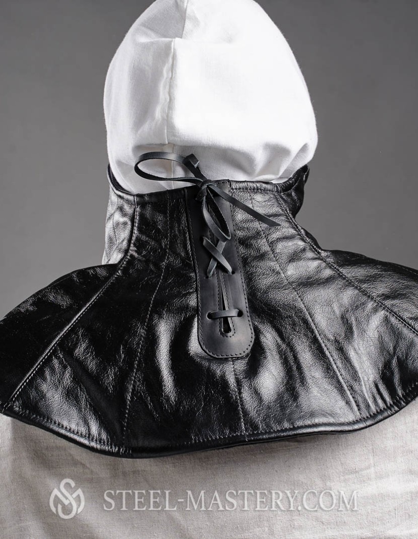 Leather padded aventail with back lacing photo made by Steel-mastery.com