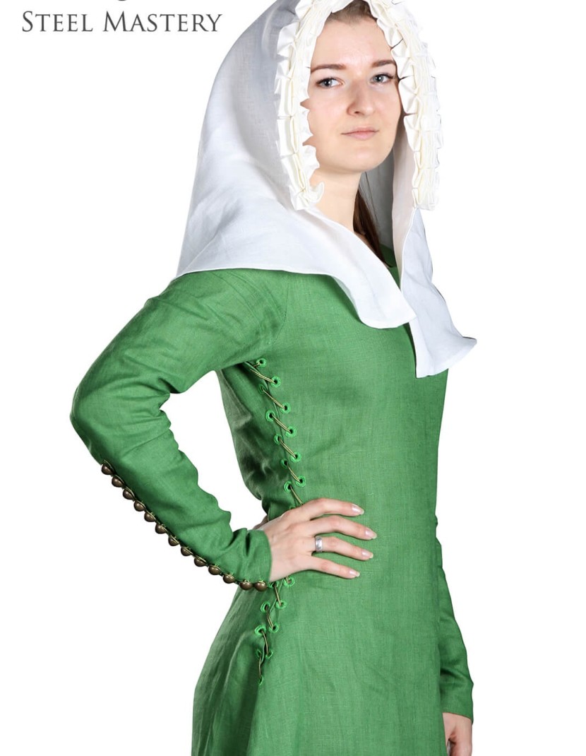 Green linen underdress of the 14th century photo made by Steel-mastery.com