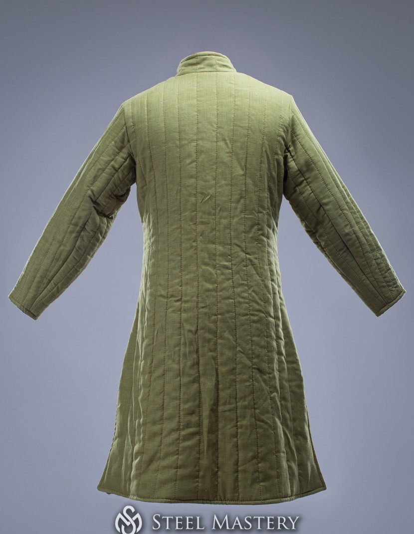 Green linen long  gambeson L size 2 in stock!! photo made by Steel-mastery.com