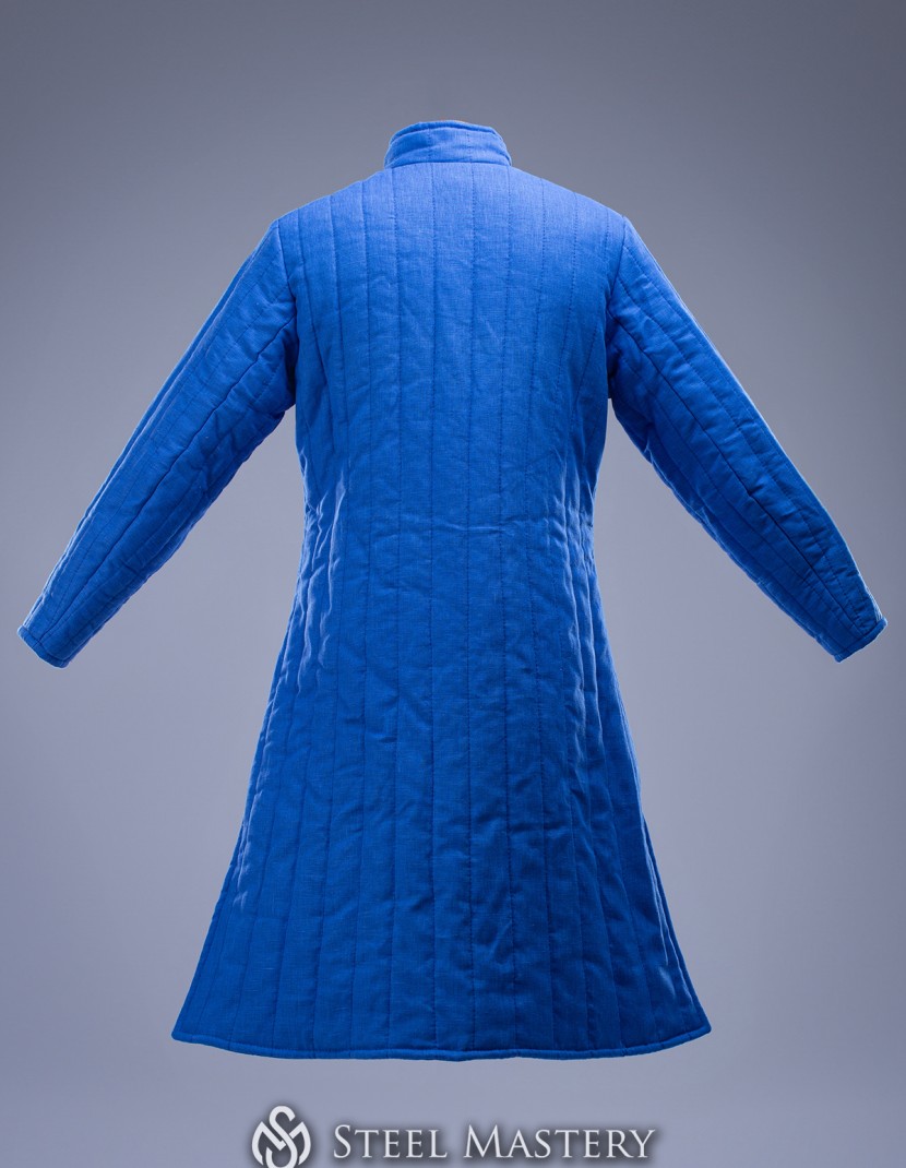 Royal blue linen long gambeson  photo made by Steel-mastery.com
