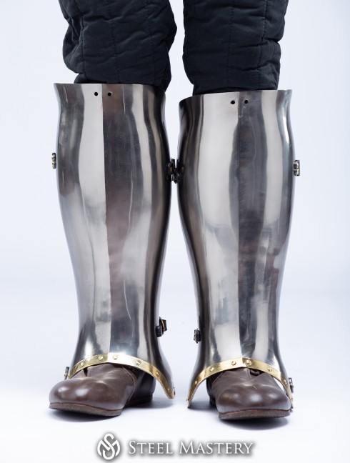 Titanium closed hinged greaves 1450-1485 years IN STOCK 