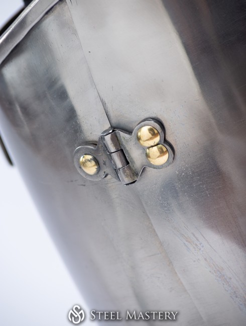Titanium closed hinged greaves 1450-1485 years IN STOCK 