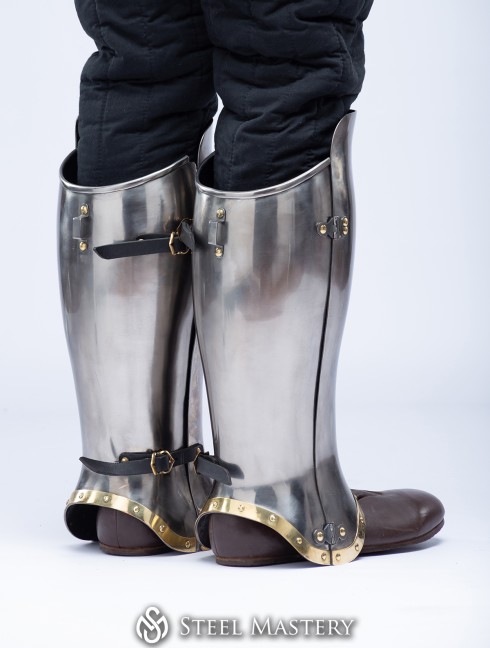 Titanium closed hinged greaves 1450-1485 years IN STOCK 