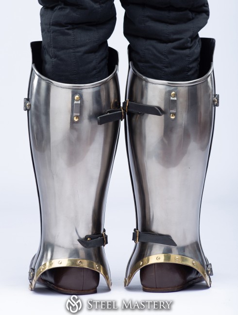 Titanium closed hinged greaves 1450-1485 years IN STOCK 