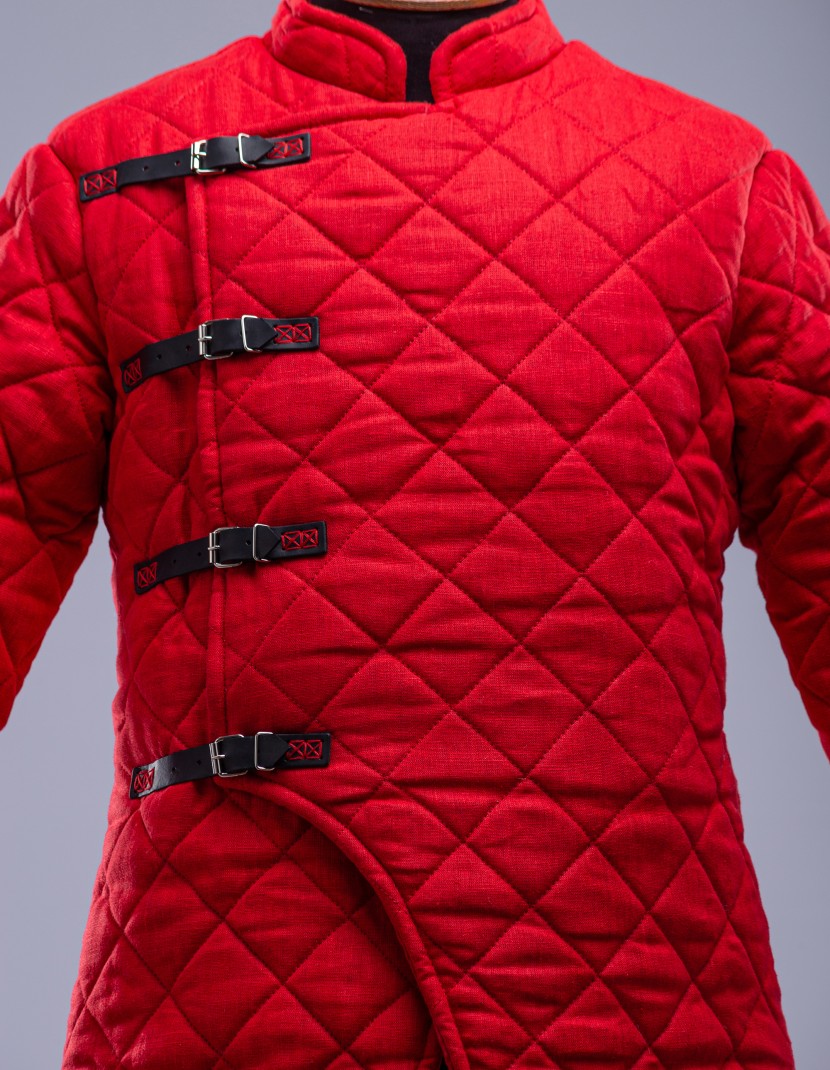 Linen red gambeson L size  photo made by Steel-mastery.com