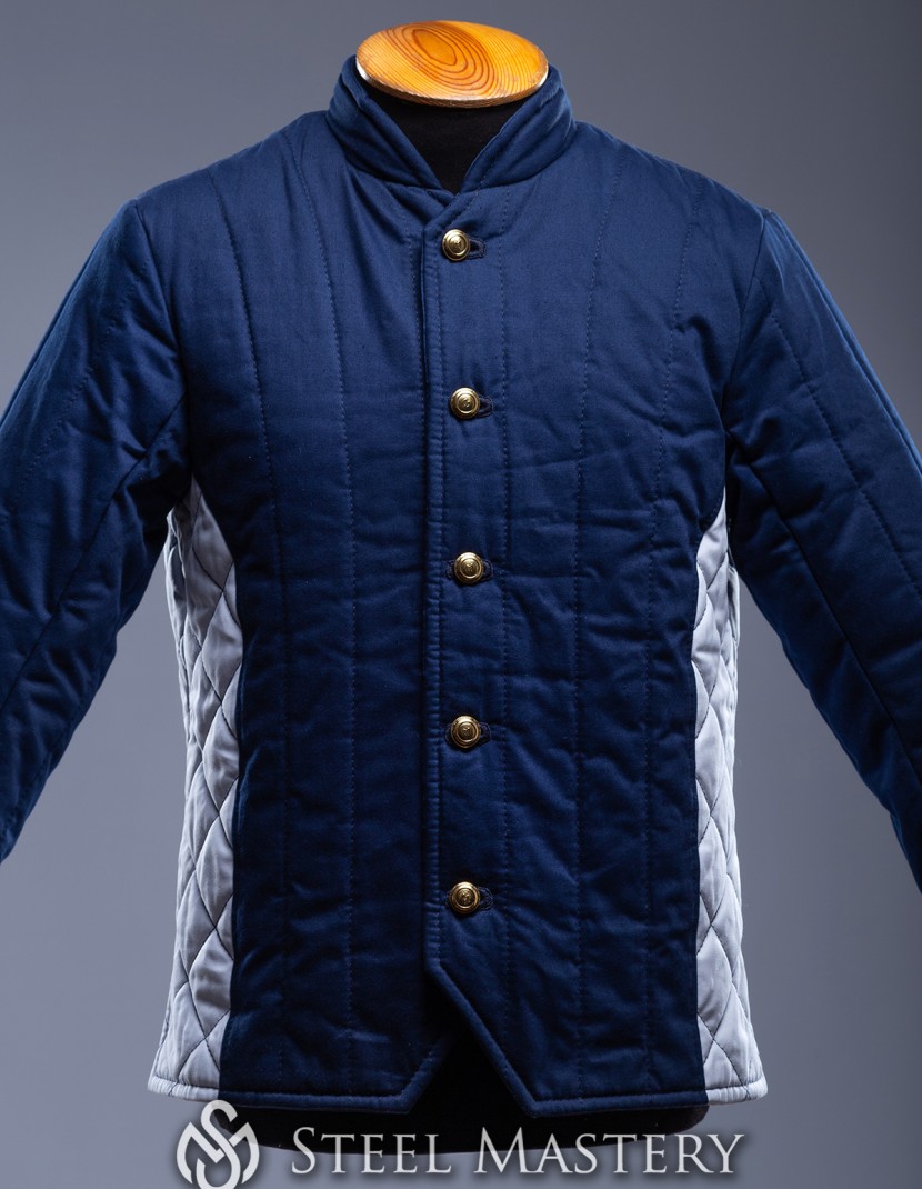 Cotton navy blue medieval Jacket XL size in stock  photo made by Steel-mastery.com