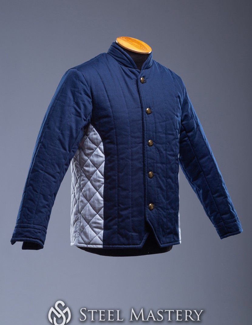 Cotton navy blue medieval Jacket XL size in stock  photo made by Steel-mastery.com
