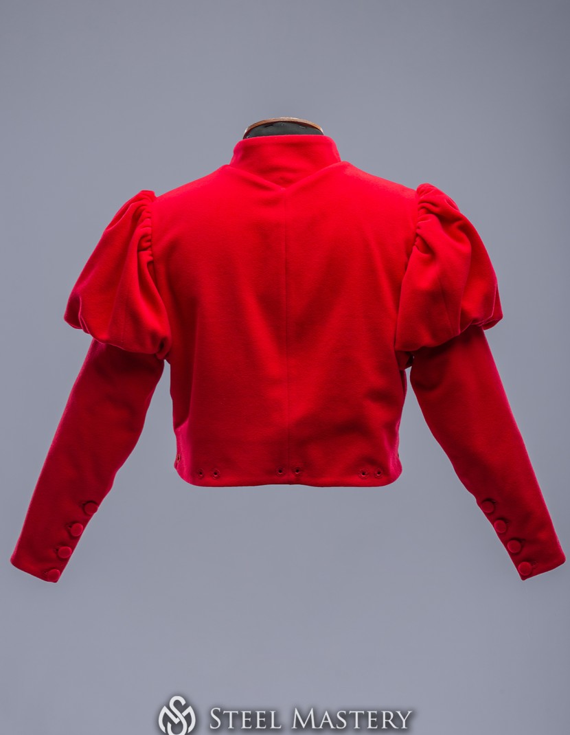 L size red woollen doublet in stock  photo made by Steel-mastery.com