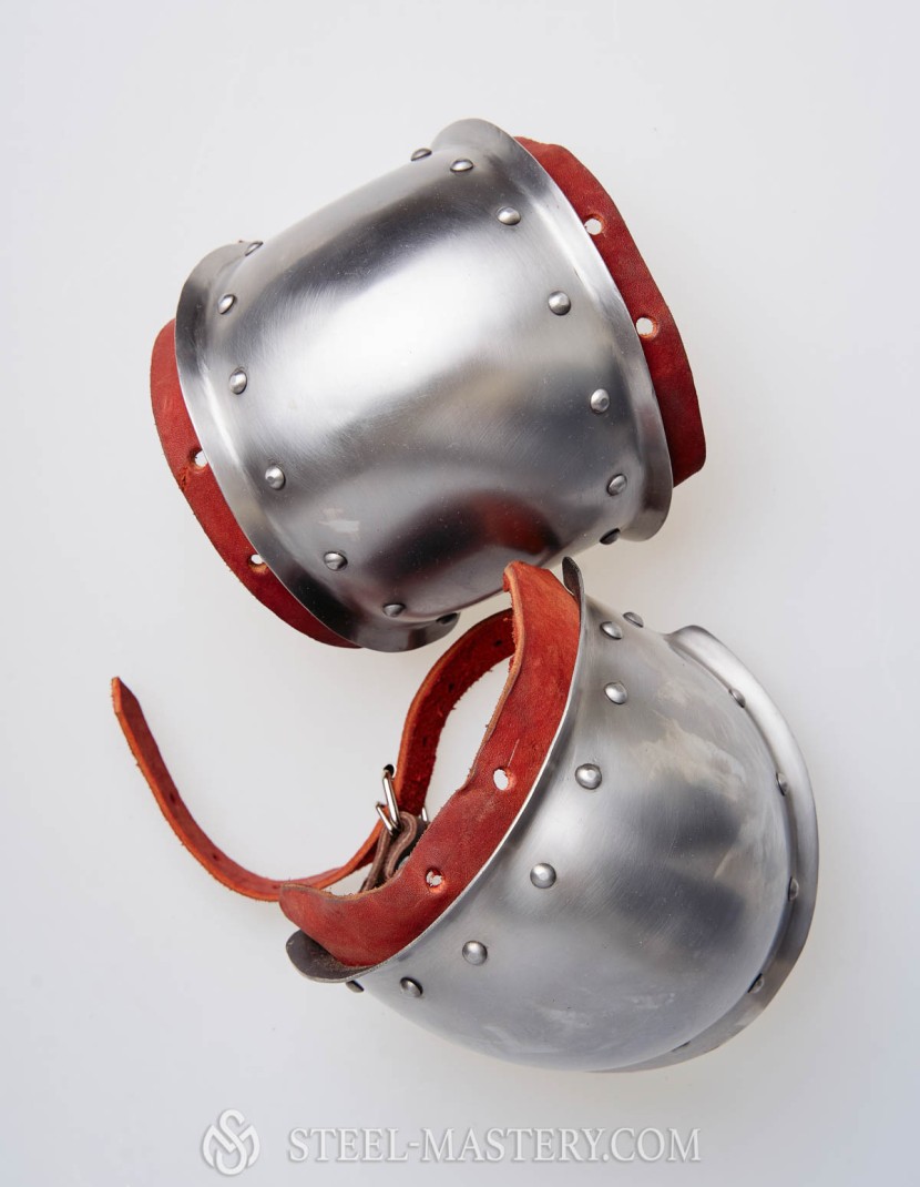 STEEL ELBOW WITH BROWN LEATHER photo made by Steel-mastery.com