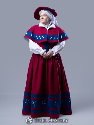 Rosa Landsknecht-Damenkostüm, Kampfrau-Kleid — auf Lager