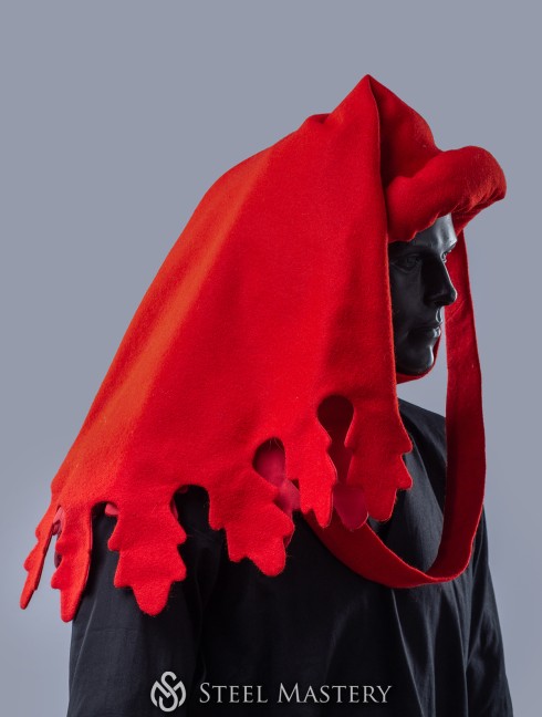 Red woolen chaperon XV century in stock