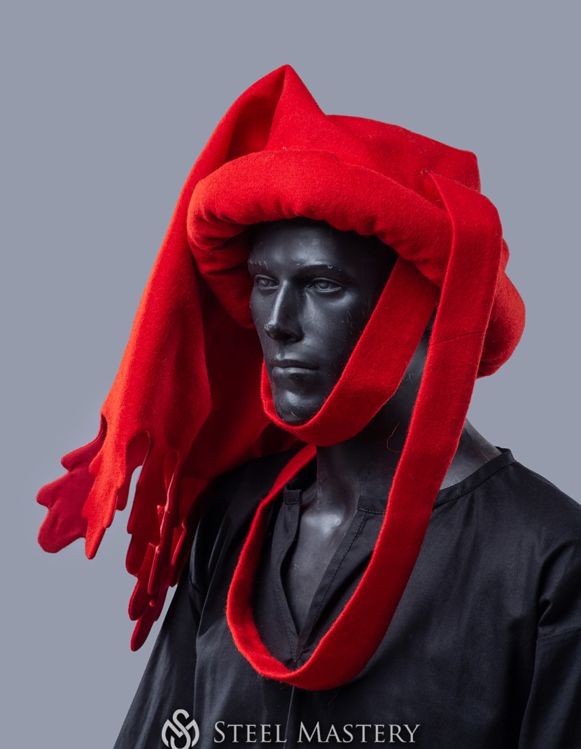 Red woolen chaperon XV century in stock photo made by Steel-mastery.com