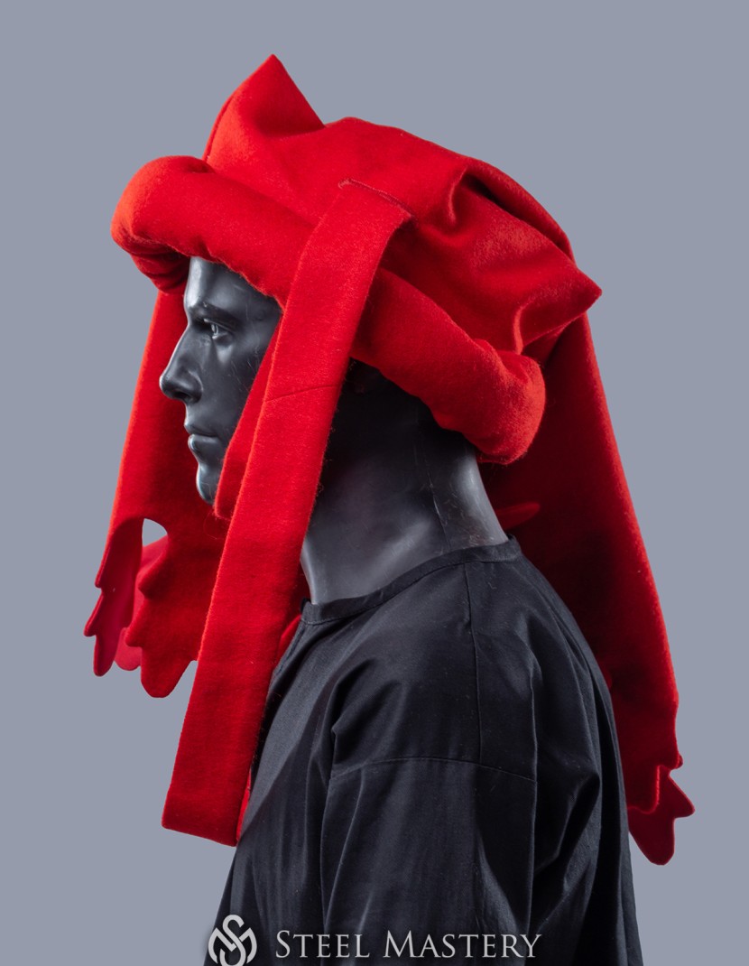 Red woolen chaperon XV century in stock photo made by Steel-mastery.com