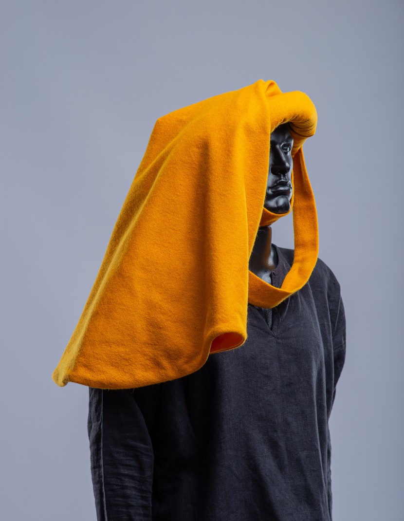 Yellow woolen chaperon XV century in stock photo made by Steel-mastery.com