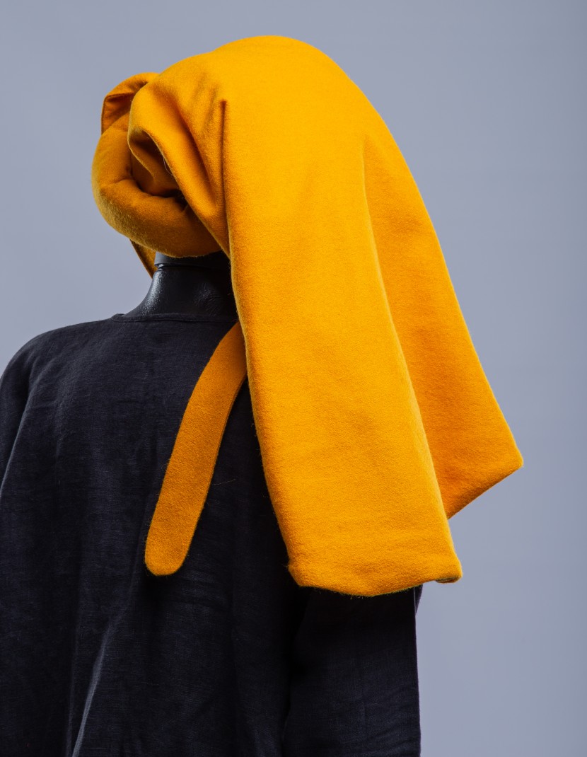 Yellow woolen chaperon XV century in stock photo made by Steel-mastery.com