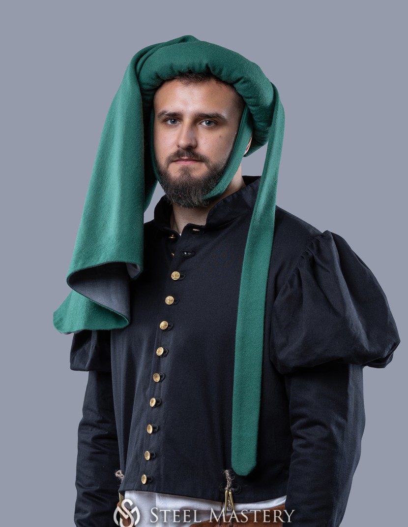 Green woolen chaperon XV century in stock photo made by Steel-mastery.com
