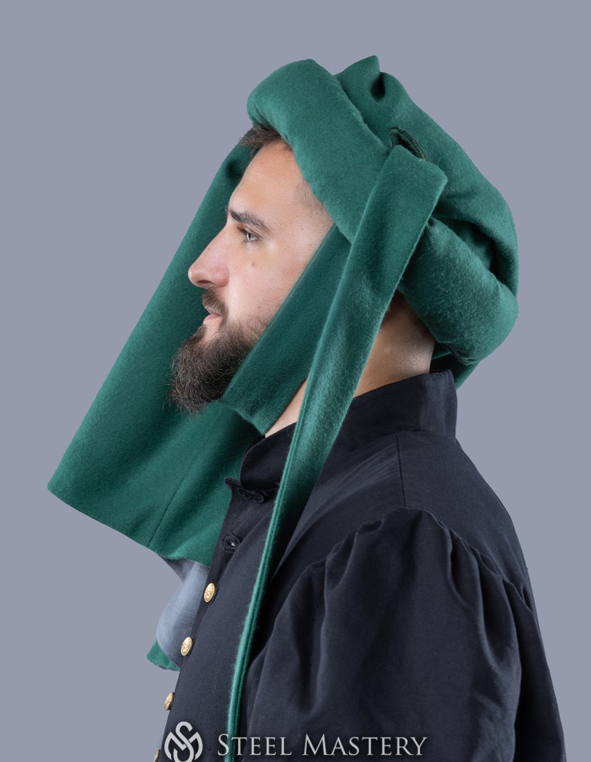 Green woolen chaperon XV century in stock photo made by Steel-mastery.com