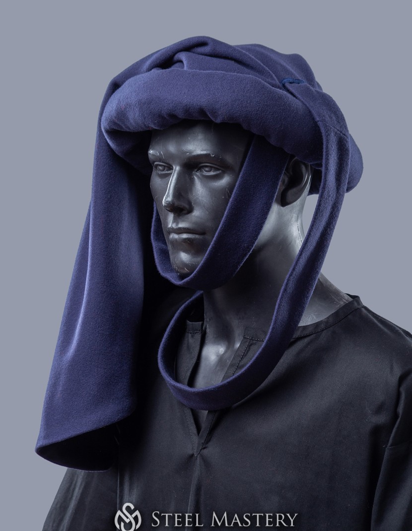 Dark blue woolen chaperon XV century in stock photo made by Steel-mastery.com