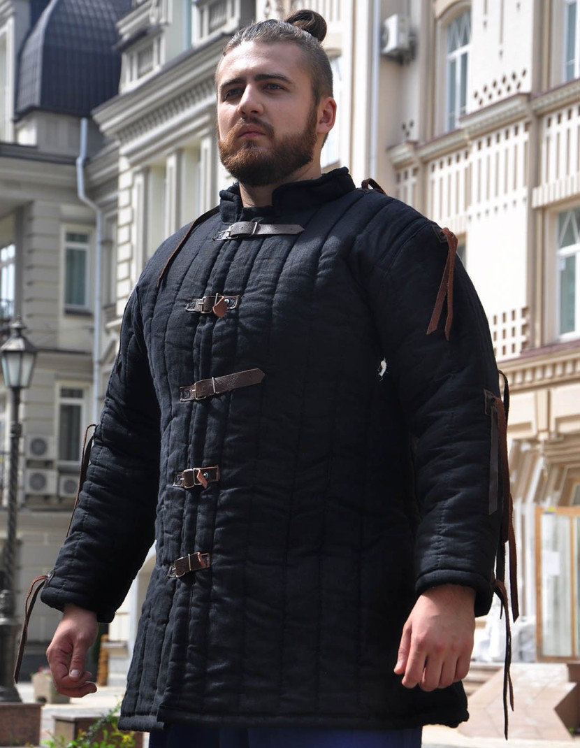 Medieval black gambeson photo made by Steel-mastery.com